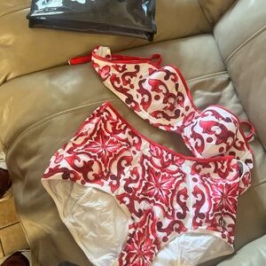 Dolce & Gabbana Red Bikini with Intricate Patterns